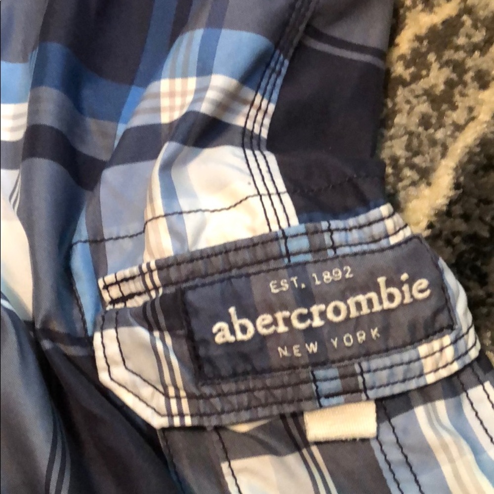 Abercrombie and Flitch plaid swim trunks